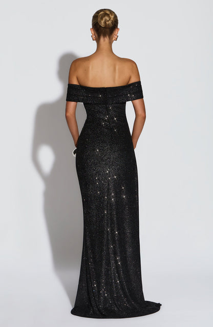 Damen Off Shoulder Maxikleid Mit Bodycon Passform | Figurbetont