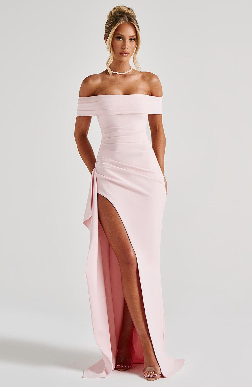 Damen Off Shoulder Maxikleid Mit Bodycon Passform | Figurbetont