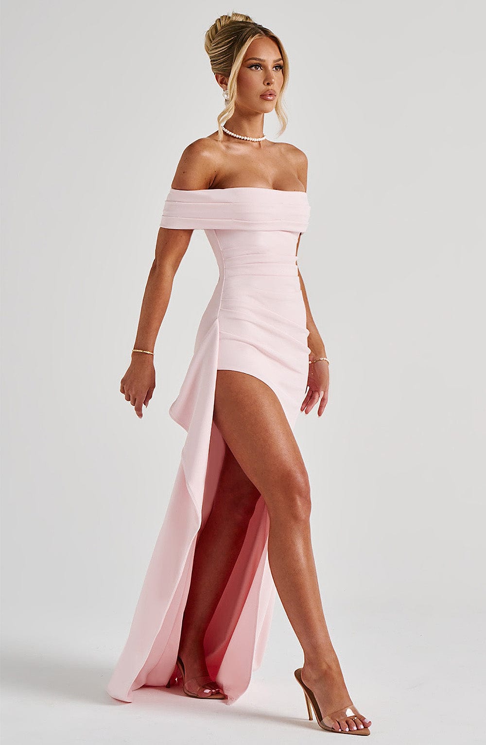 Damen Off Shoulder Maxikleid Mit Bodycon Passform | Figurbetont