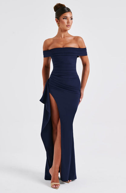 Damen Off Shoulder Maxikleid Mit Bodycon Passform | Figurbetont