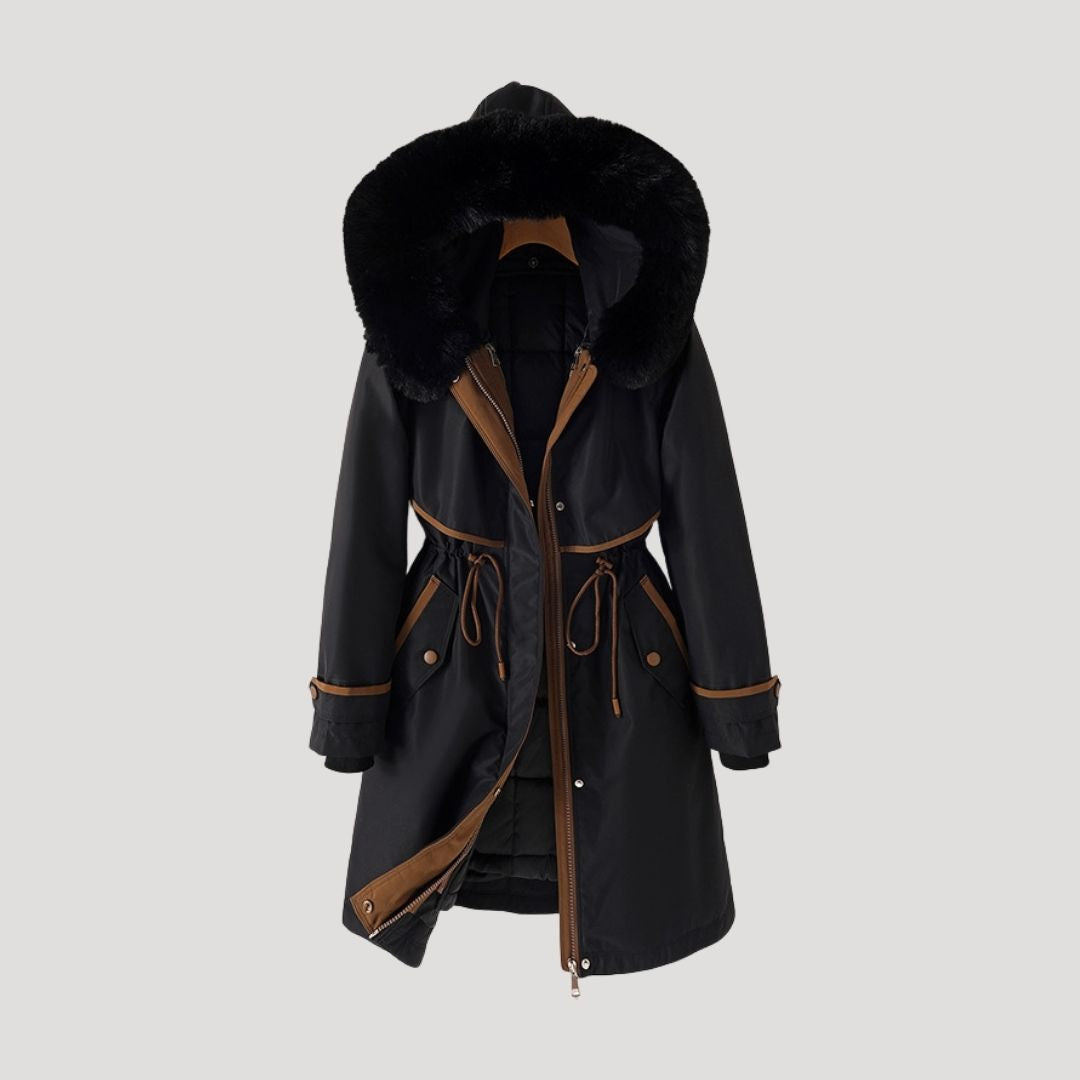 langer, wasserdichter Winterparka für Damen aus Kunstpelz 0