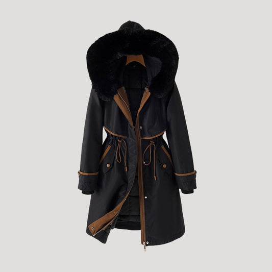 langer, wasserdichter Winterparka für Damen aus Kunstpelz 0