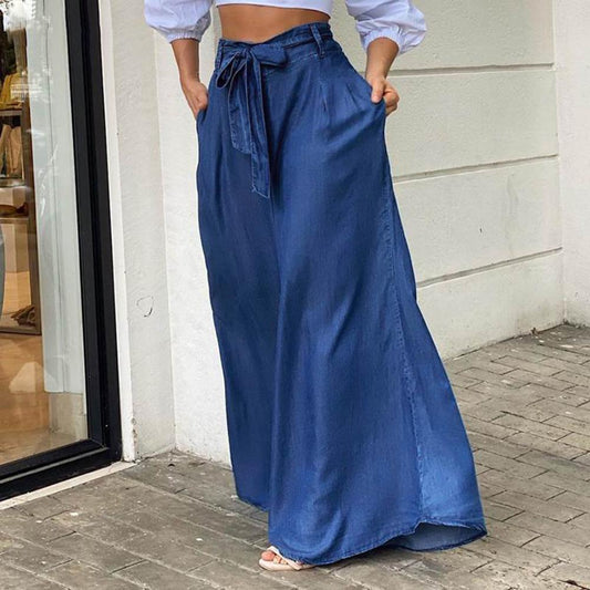 Damen Hohe Taille Maxi Rock | Gerader Fall