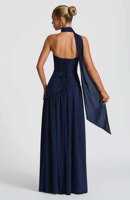 Damen Ärmelloses Kleid Mit Bardot Ausschnitt Hohem Schlitz | Lang