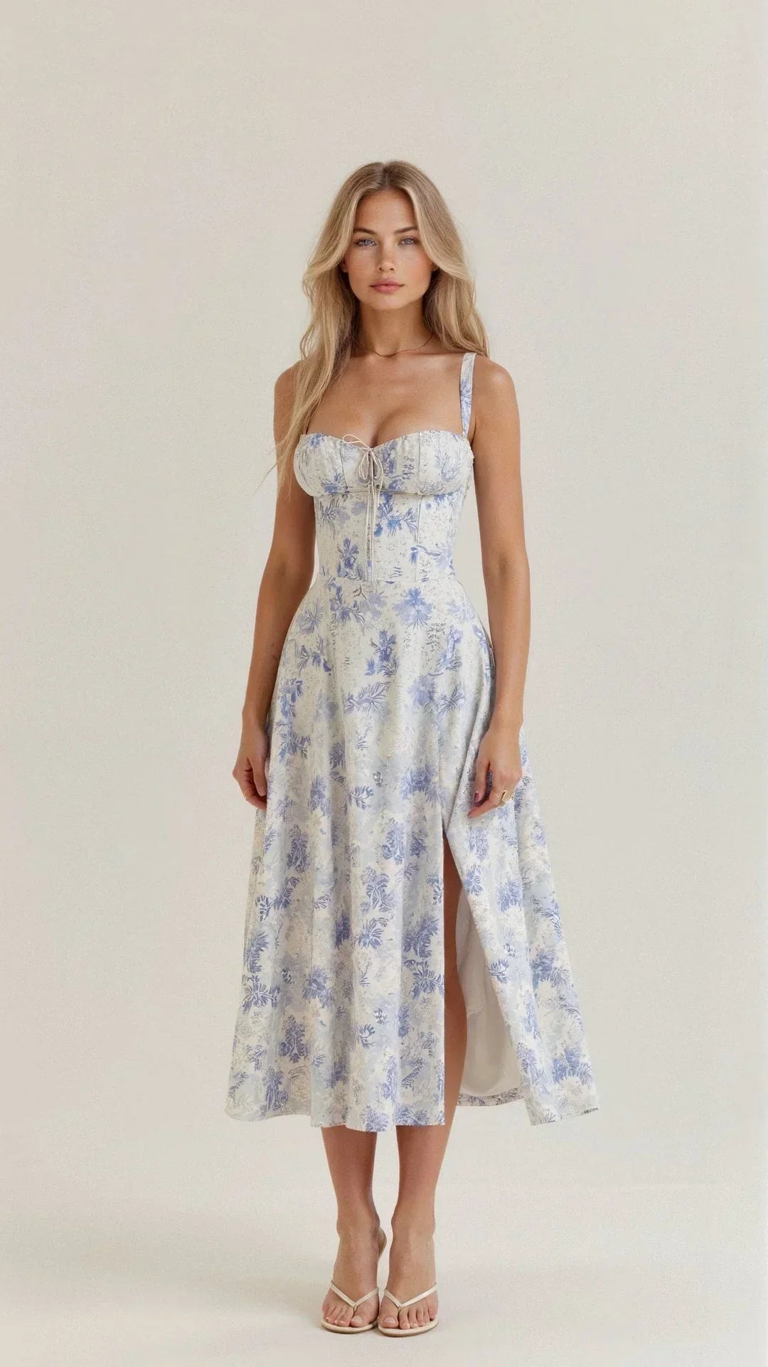 Robe midi pour femmes | Coupe ajustée évasée | Motif floral | Look estival pour occasions
