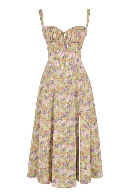Damen Midikleid | Florales Design und Spaghettiträger | Eleganter Sommer-Look