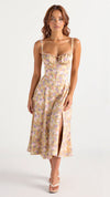 Damen Midikleid | Florales Design und Spaghettiträger | Eleganter Sommer-Look