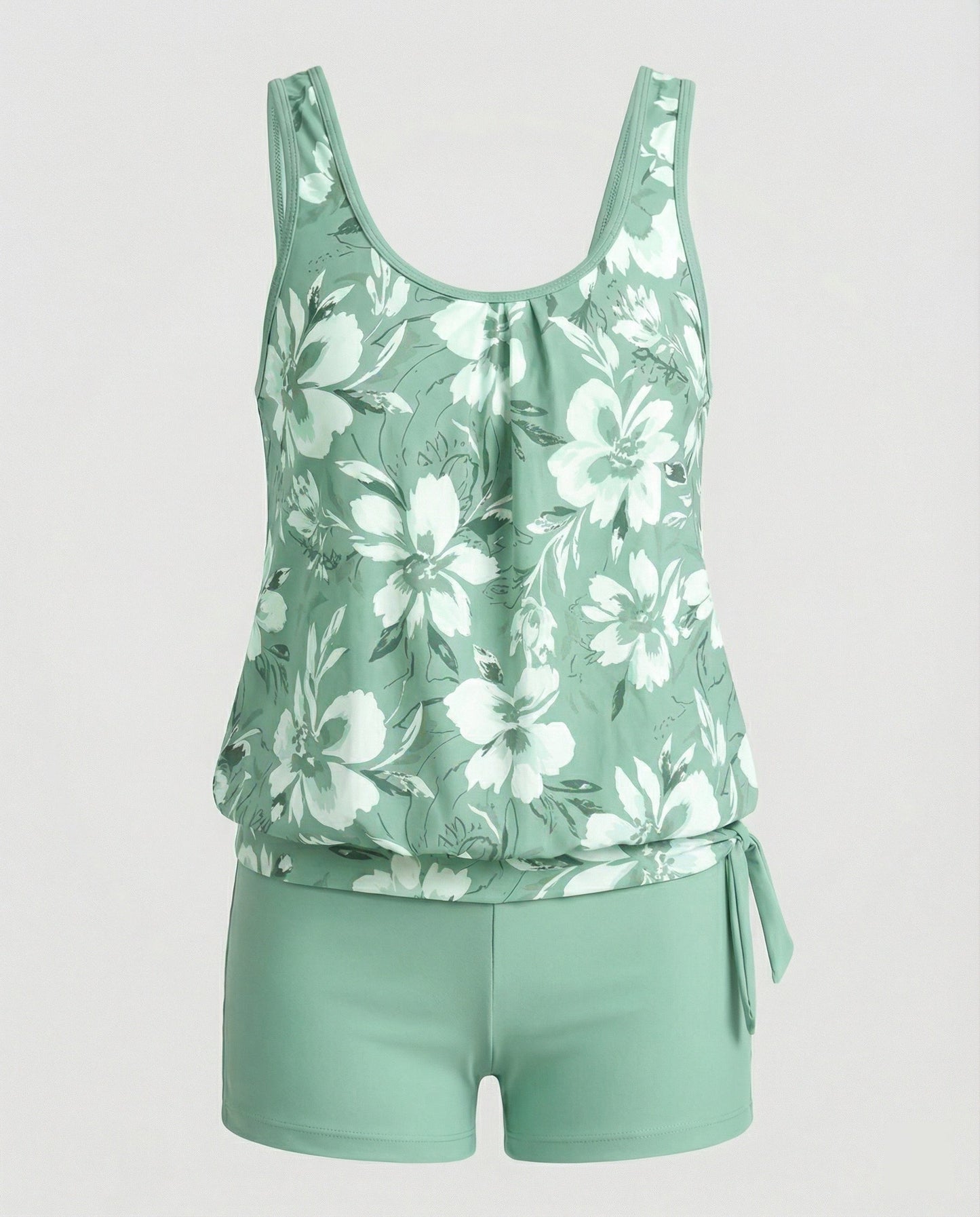 Set tankini smanicato da donna con motivo floreale | Due pezzi
