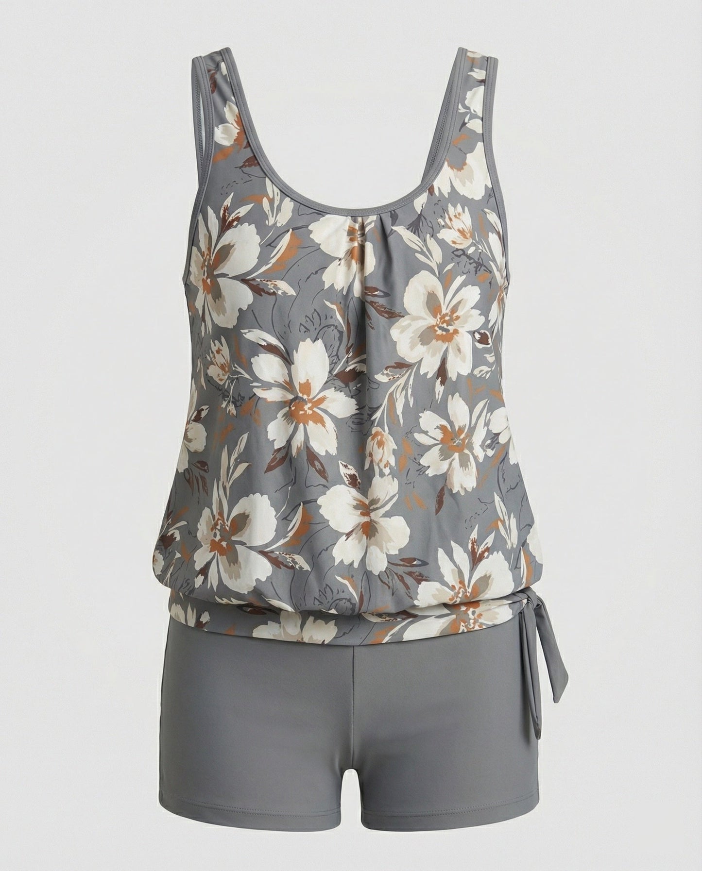 Set tankini smanicato da donna con motivo floreale | Due pezzi
