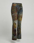 Damen Schmale Passform Hose mit Hoher Taille | Blumenprint