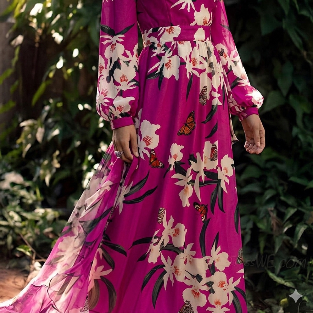 Dámské maxi šaty | Květinový vzor a plynulá silueta | Elegantní styl pro zvláštní příležitosti