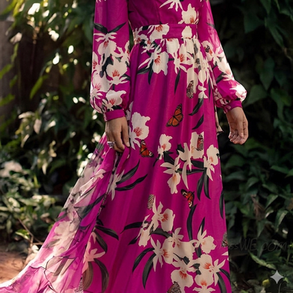 Dámské maxi šaty | Květinový vzor a plynulá silueta | Elegantní styl pro zvláštní příležitosti
