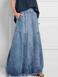 Damen Gestufter Maxi Rock | Ziernaht Details