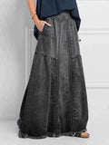 Damen Gestufter Maxi Rock | Ziernaht Details