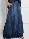 Damen Gestufter Maxi Rock | Ziernaht Details