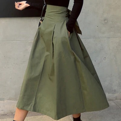 Damen Hohe Taille A-Linien Midi Rock | Strukturierte Form