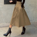 Damen Hohe Taille A-Linien Midi Rock | Strukturierte Form