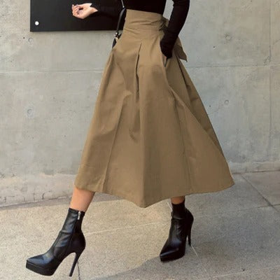 Damen Hohe Taille A-Linien Midi Rock | Strukturierte Form