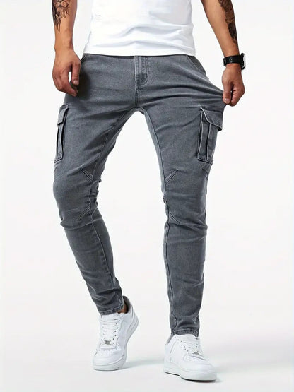 Herren Schlank Passform Cargo Jeans | Zahlreichen Taschen