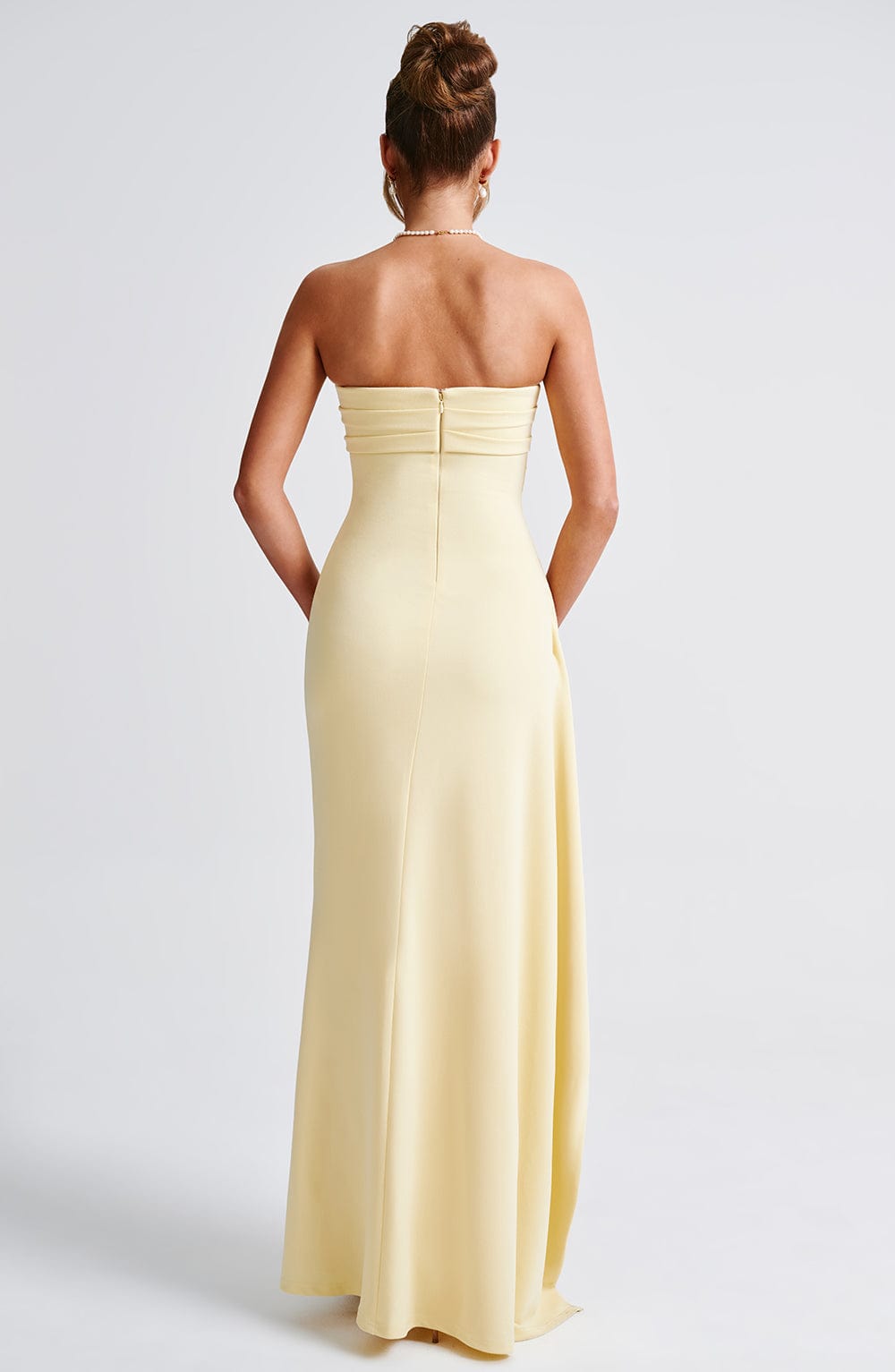 Damen Kleid Mit Bardot Ausschnitt Asymmetrischem Schnitt Hohem Schlitz | Lang